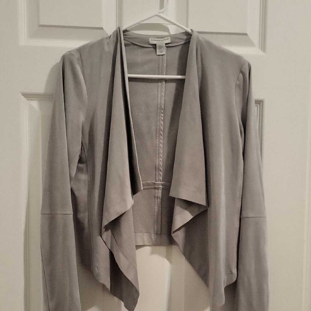 Gray Draped Open Front Jacket